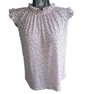 Adrianna Papell Ruffled Neck And Cap Sleeve Multi Colored Top